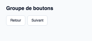 Ligne de boutons apparentés avec un espacement uniforme.