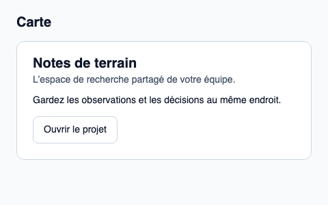 Surface de carte pour regrouper une unité de contenu.