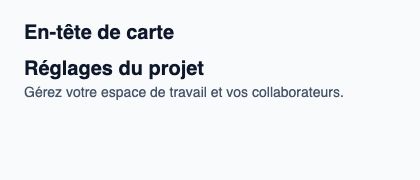 Titre et description d’une carte avec hiérarchie typographique.