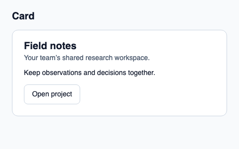 Card surface for grouping a unit of content.