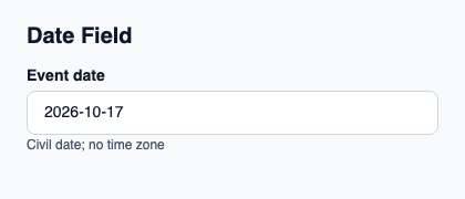 Native civil-date field without a time zone.