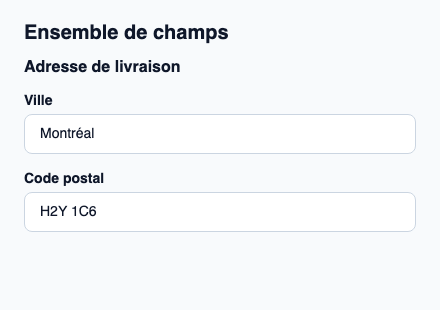Groupe de formulaire nommé par une légende visible et accessible.