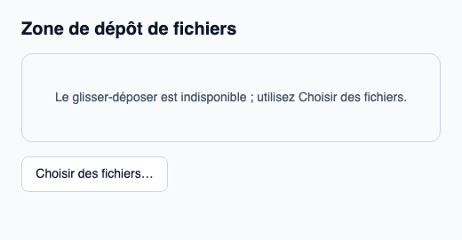 Zone de dépôt de fichiers activée par une capacité réelle de l’hôte.