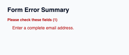Error list that lets users reach affected fields.