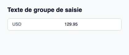 Texte secondaire aligné avec le contenu d’une saisie.