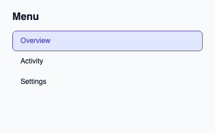 Vertical menu with virtualized options and controlled navigation.