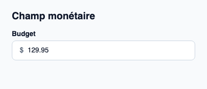 Éditeur de montant monétaire séparant le brouillon de la valeur acceptée.