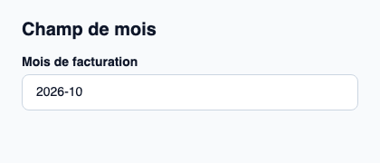 Champ natif pour un mois d’une année civile.