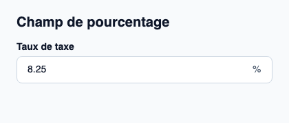 Champ décimal présentant un pourcentage avec son symbole.