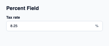 Decimal field presenting a percentage with its symbol.