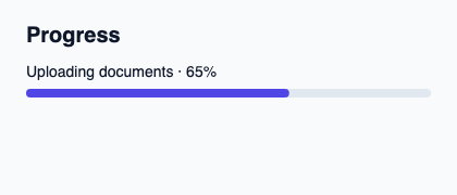 Determinate progress bar expressed as a fraction.