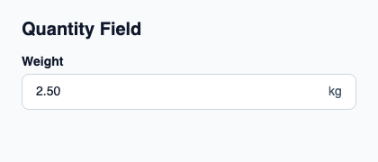 Decimal field for a quantity with a domain unit.