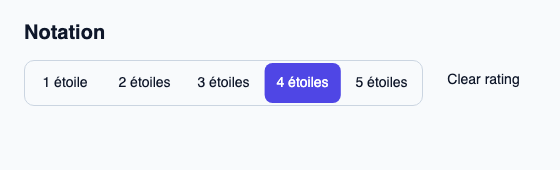 Choix d’une note avec action explicite d’effacement.
