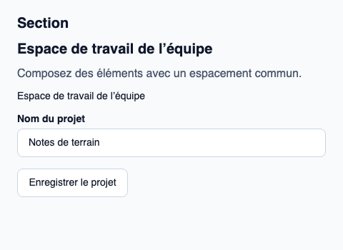 Section de contenu avec titre et description facultative.