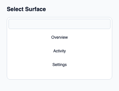 Popup surface combining native search, keyboard handling and active-option visibility.