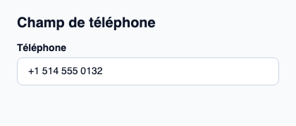 Champ natif pour un numéro de téléphone éditable.